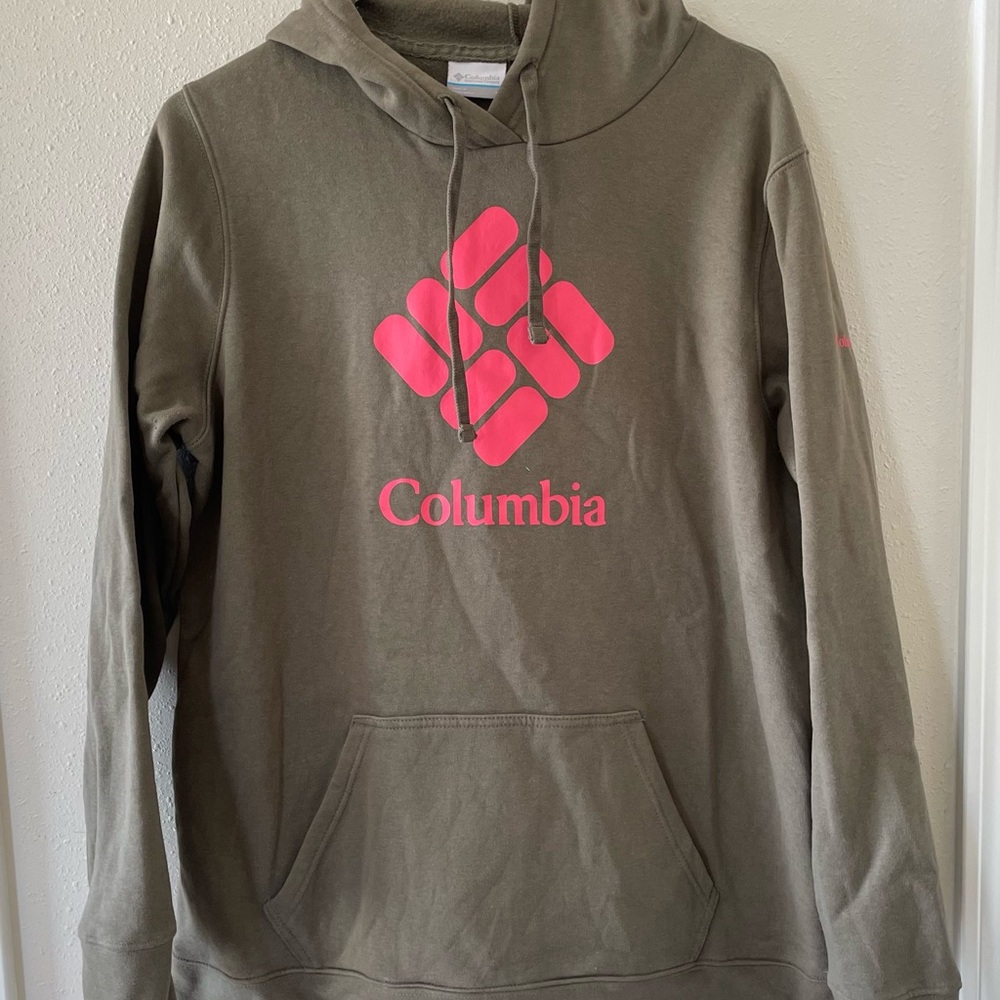 Columbia Women’s Sz 1X Sage Green Hoodie with Pink Logo